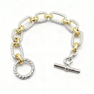 Two - Tone Twisted Chain Bracelet with Toggle Clasp